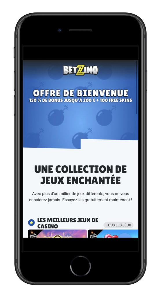 mobile et application de Betzino casino